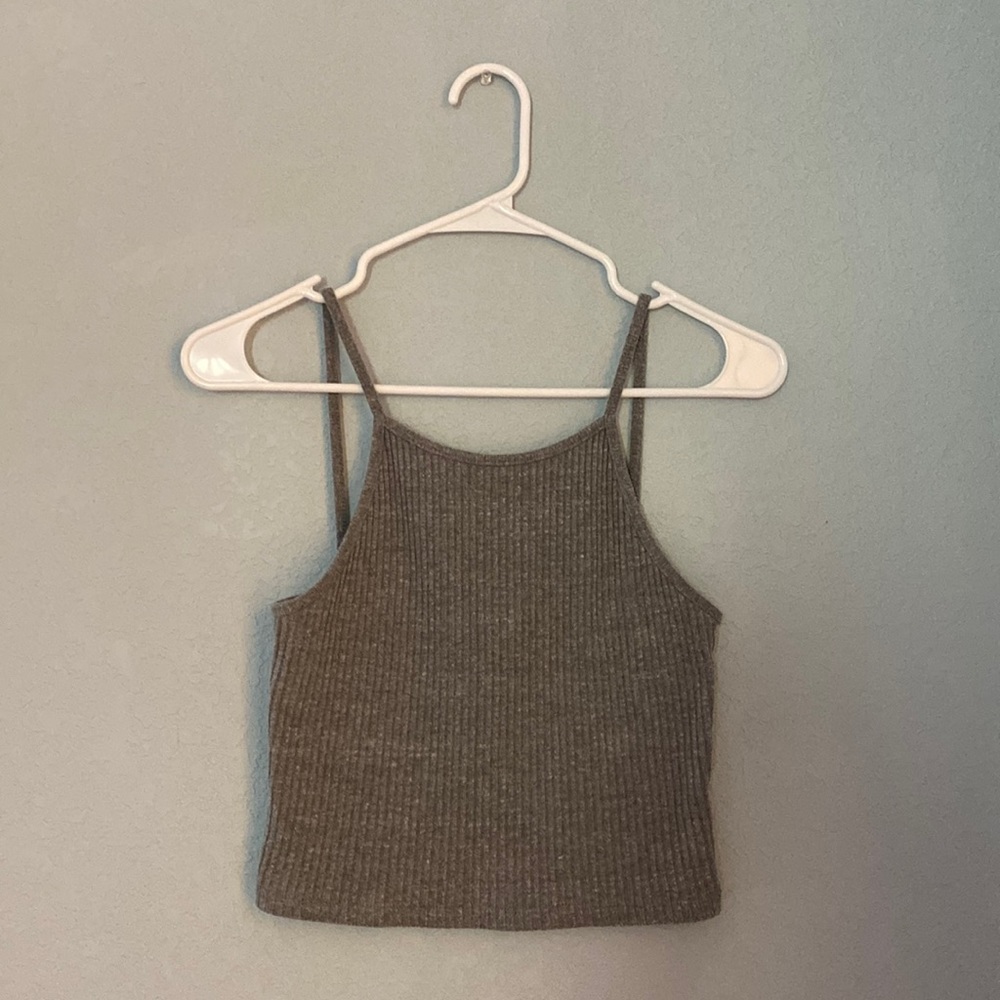 🌙Gray Brandy Melville ribbed crop top